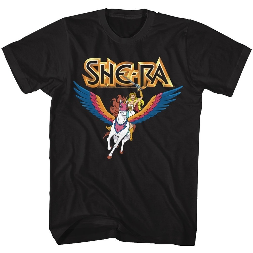 Masters Of The Universe She Ra And Swiftwind Black Tshirt